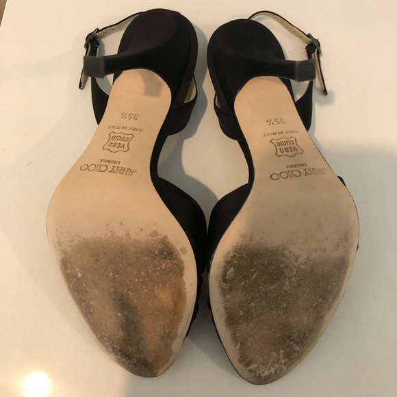 Jimmy Choo Black Silk Satin Sandal Slingback - Picture 7 of 13